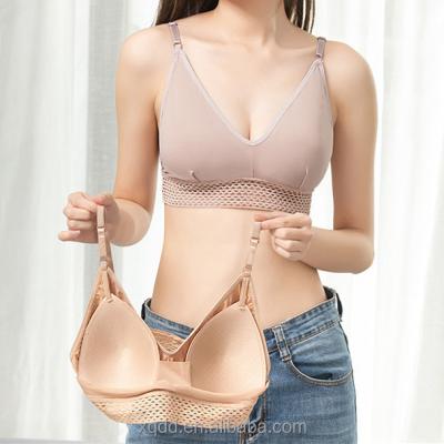 China New beautiful ladies coaster light bra top bra wrap chest ice silk luxury fixed traceless back QUICK DRY lace upper bra for women for sale