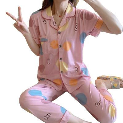 China Loose Home Women's Loose Home Women's QUICK-DRY Short Cartoon Spring Suit Autumn Spring Suit Leisure Edition Sleeve Sleepwear for sale