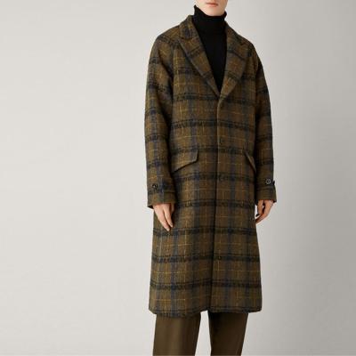 China Anti-wrinkle check polyester custom wool cashmere overcoat thick winter long for outwear checked trench coat men coated 2022 OEM plaid men woven for sale