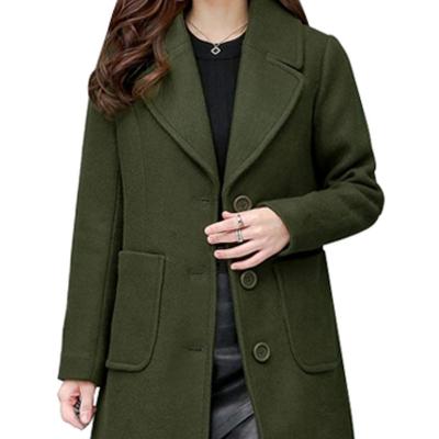 China 2022 Women Breathable Large Lapel Single Breasted Wool Blend Mid Long Coat Of Notch for sale