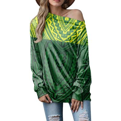 China Wholesale Sexy Anti-pilling Tops For Women Tribal Polynesian Custom 2022Tattoo Plus Size Womens Blouses And Shirts Sheath Long Off The Shoulder for sale