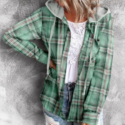 China Cotton Polyester Flannel Casual Stylish Plaid Shirt Autumn Breathable Ladies Blouses And Tops Long Sleeves Plus Size Womens Blouses And Shirts for sale