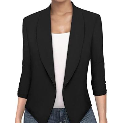 China Anti-wrinkle fashion ladies blazer with removable epaulets Women's Work Office Casual Blazer Open Front Blazer Jacket for sale