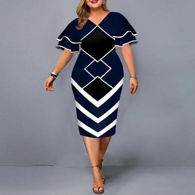 China 2022 New Plus Size Hot Sales Matching Sleeves Viable Casual Dress Fall Natural Women Natural OEM Service Pattern Digital Printed for sale