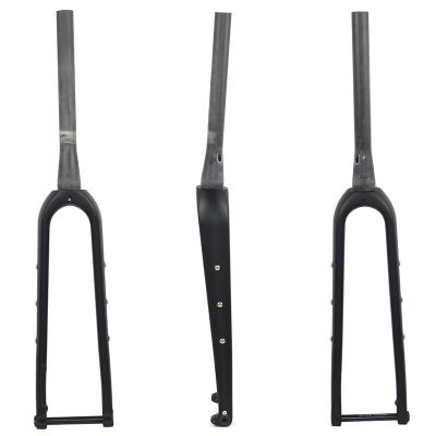 China Road Bikes 700*45C Hidden Cable Cyclocross Bike Fork 12*100mm And 15*100mm Through Axle Full Carbon Fiber Bike Fork For Gravel /CX Forks for sale