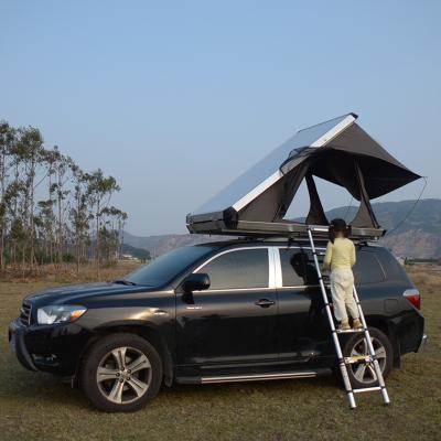 China Straight Brace Type 2021 300D Aluminum Ripstop Semi-Auto Hydraulic 2-3 Person Car Roof Awnings for sale