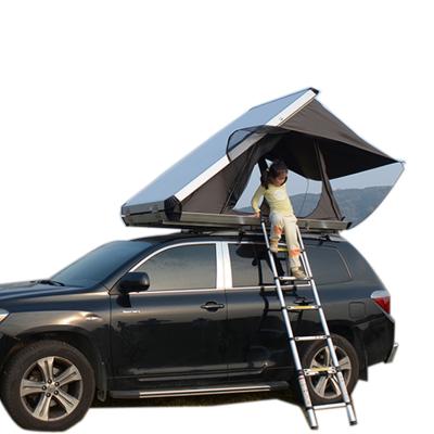 China Straight Brace Type 130*200cm 2-3 Person Aluminum Hard Shell Semi-automatic Hydraulic Car Roof Awnings for sale