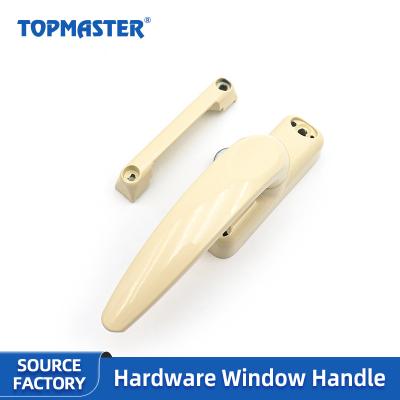 China Modern aluminum alloy door accessories small and window lock seven-character hand pull handle stained glass door and window handle for sale