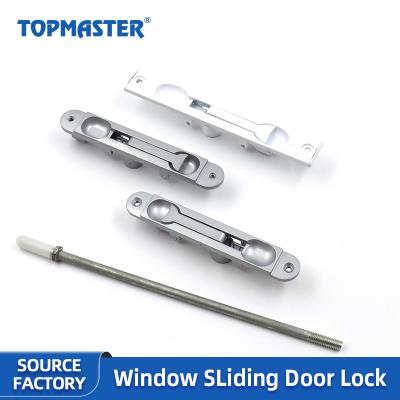 China High Performance Modern Door Hardware Accessories Combine Sliding Door Latch Flush Bolt Latch Lock Flush Door Bolt Silver Finished Flush for sale