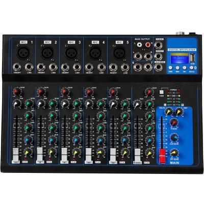 China Digital Mixer Biner HT7 Portable USB Professional Audio Mixer Connect Digital MP3 Playback 7 Channels DJ Mixing Console For Performance for sale