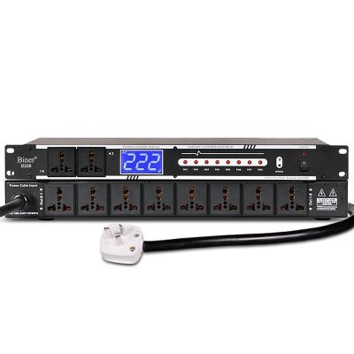 China Biner D228 professional 10 channel audio power sequencer with voltage display for ktv live recording studio equipment D228 for sale