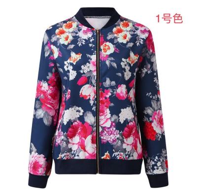 China 2021 autumn fashion breathable lady printed long sleeve multicolor contrast zipper club night wear short jackets coats for women clothes for sale