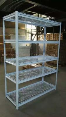 China Multi shelving nivelado do dever da luz 5 branca entalhado - cremalheira do ângulo na plataforma da rede de arame à venda