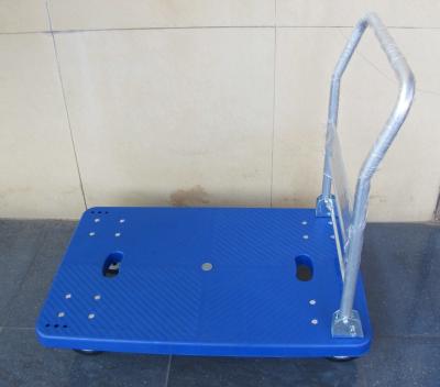 China carretilla plástica plegable de los centros logísticos con azul/el gris, capacidad 150kg en venta