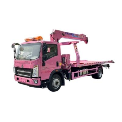 China Brand New Road Rescue HOWO 6 Wheels 160HP 5 Ton Road Wrecker Truck With Crane for sale