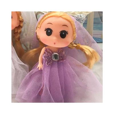 China Washable Cloth Mini Toy Doll Key Chain For Girl School Backpack Wedding Dress Doll Kids Diy Toy 12cm Keychain Doll for sale