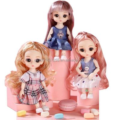 China 16cm Mini Doll Mini Toy Doll Print Dress Clothes for Little Girl Play Game Christmas BJD Gift Princess Dolls for sale