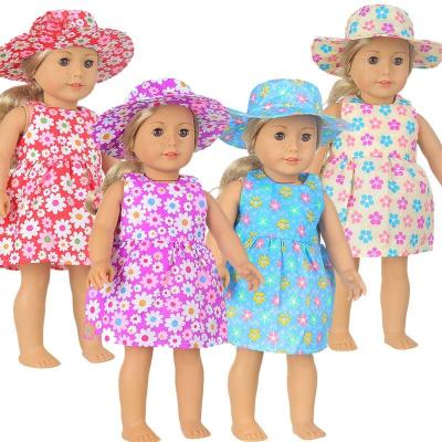 China Toy Casual Daily Wear 45CM Cartoon Baby Doll Print Florar Dress Hat Clothes Princess Doll Toy Fit AccessoriesCute Equipment 18inch for sale