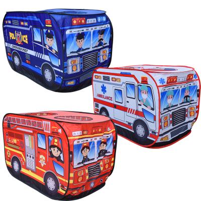 China Sports Toy Wholesale Outdoor Indoor Games Tent Fire Truck Bus Police Car Play Tent House Kids Play Tent Folding Kids Game for sale