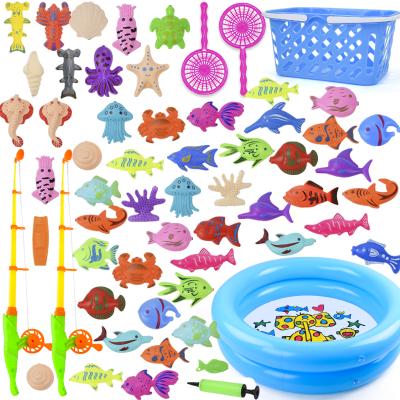 China Wholesale Plastic Beach Pool Set Magnetic Fishing Toys Set Baby Playing In Water Fishing Pond Toy Play House Toy for sale