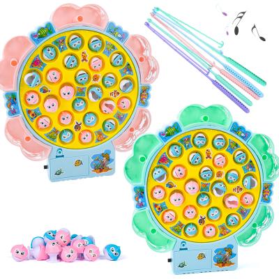 China Plastic Children's Toy Electric Fishing Set Turntable Fishing Baby Intelligence Education Early Noise Light Toy Electric Fishing Set for sale