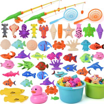 China Hot Selling Plastic Lightfish Summer Beach Kids Plastic Fishing Rods Glow Magnetic Fish Toy Fishing Game Set For Kids for sale