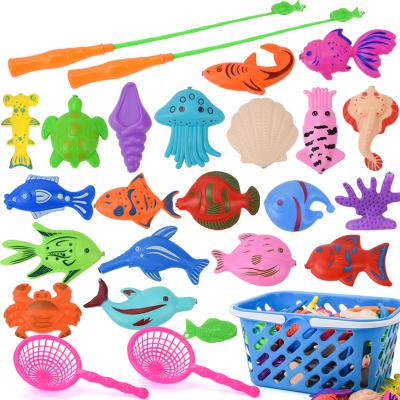 China Hot Selling Plastic Lightfish Summer Beach Kids Plastic Fishing Rods Glow Magnetic Fish Toy Fishing Game Set For Kids for sale