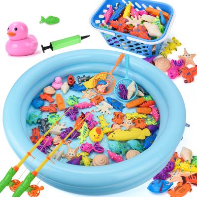 China Hot Selling Plastic Lightfish Summer Beach Kids Plastic Fishing Rods Glow Magnetic Fish Toy Fishing Game Set For Kids for sale