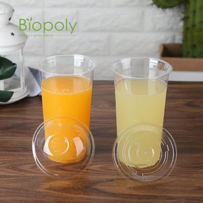 China 20oz 100% clear compostable plastic food pla cup for cold drink pla cup for sale