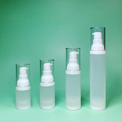 China High quality cosmetic packaging 15ml 20ml 30ml 50ml as frosted airless bottle/matte vacuum pump lotion bottle used for travel refillable bottles for sale