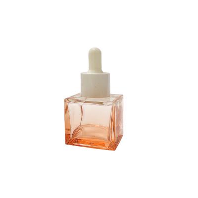 China Stock Square Clear 30ml Virgin Customs Logo Thicken Bottom Glass Dropper Bottles With Dropper Cap In Store With Good Price for sale