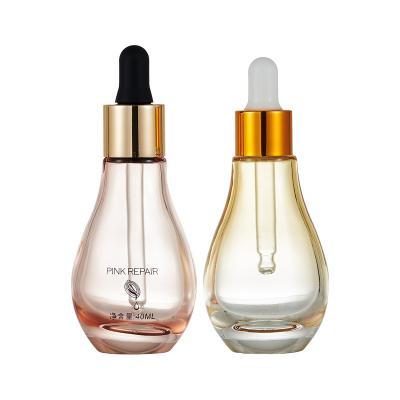 China Skin Care Cream Light Yellow Type New Rose Gold 40ml Cosmetic Dropper Glass Bottle Container Package For Essence Oil Bottle For Skin Care for sale