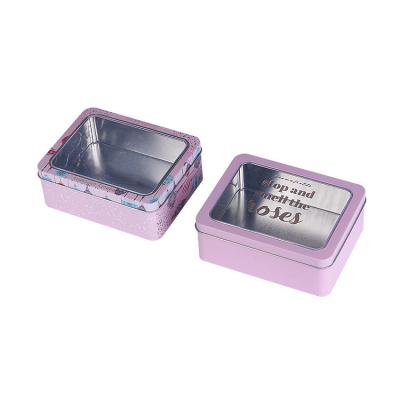 China Hot Selling Food Tin Boxes Open The Window And Cover Candy Tin Box for sale