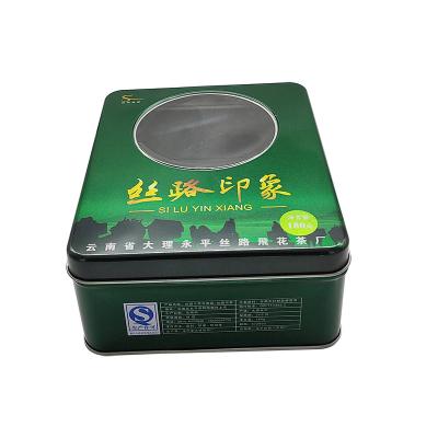 China Beverage OEM Design Custom Metal Can Tea Cookie Storage Tin Boxes With Window Stash Tin Box for sale