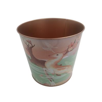 China Gift & Custom Printed Craft Tin Boxes Round Shape Big Bucket Ice Pack Tin Box for sale