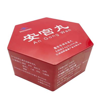 China Medicine tin boxes can wholesale medicine health care products hexagonal tin box for sale