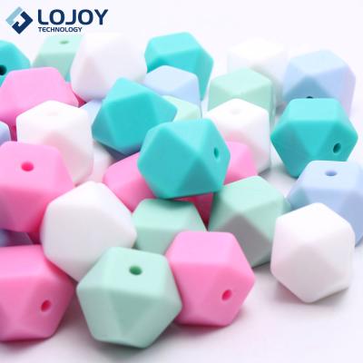 China Other Baby Chew Hexagon17mm Loose Loose Soft Silicone Teething Beads For Jewelry Making for sale