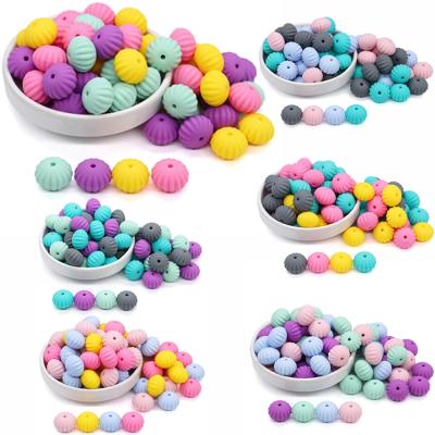 China Other Food Grade Colorful Baby Bead Silicone Pumpkin Chewable Beads For DIY Necklace Jewelry Making Accessories for sale