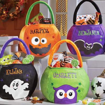 China Reusable Halloween Decoration Props Portable Pumpkin Gift Bag Pumpkin Backpack Non-woven Three-Dimensional Shoulder Bag for sale