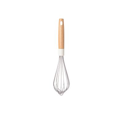 China High Quality Viable Kitchen Instruments Egg Beater Mixer Stainless Steel Metal Egg Beater With Wooden Handle For Stirring Cooking Supplies for sale