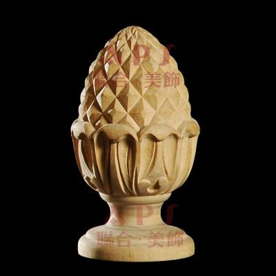 China Modern Carved Wood Curtain Finials In Durable Wood Furniture Parts for sale