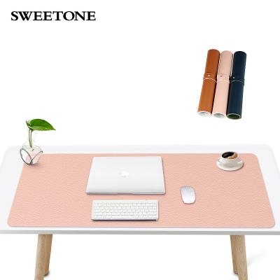 China Double-Sided Multi-Function Waterproof Protector Desk PU Leather Office Desk Blotter Leather Large Writing Mat Mouse Pad for sale