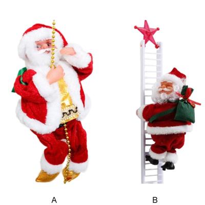 China Lovely Polyester Music Christmas Santa Claus Electric Climb Ladder Hanging Decoration Christmas Tree Ornaments Funny New Year Kids Gifts for sale