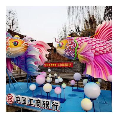 China Attractive metal frame+ foam+ silicon rubber+ motor theme park Chinese style led festival lanterns decoration for sale