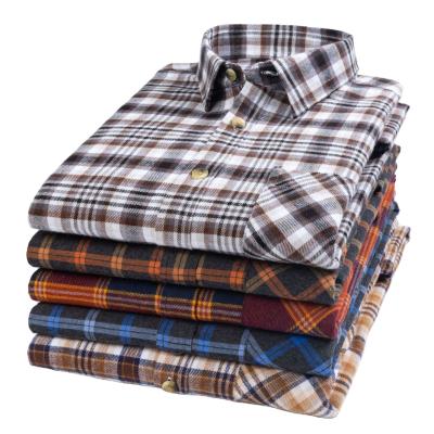 China Anti-pilling Mens Shirts Custom Processing Stretch Plaid Flannel Fashion Mens Custom Shirts for sale