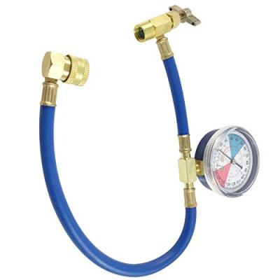 China R134a Synthetic Rubber Stable Recharge Hose Pressure Gauge Safety Metal A/C Valve Metering Refrigerant Charging Hose for sale