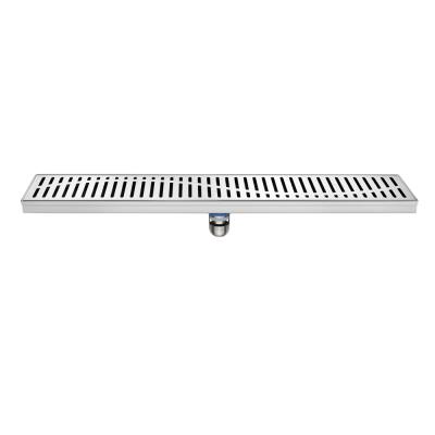 China V Design Makes Fast Draining 24 Inch New Types Stainless Steel Bathroom Rectangular Floor Drain Modern Floor Drain With Removable Wave Pattern Grate for sale