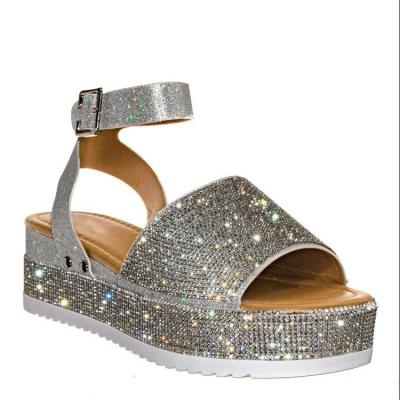 China Rhinestone Flat Platform Shoes Sandals Of Fashion Trend, Breathable, Comfortable Features for sale