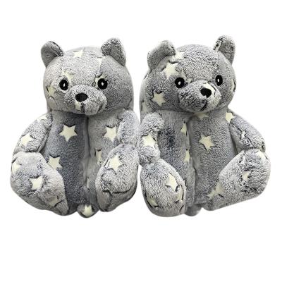 Chine BUSY GIRL AL5480 Luminous teddy bear slippers women home plush indoor slipper warm fuzzy slippers à vendre