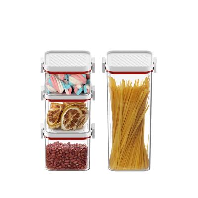 China Factory Kitchen Stackable Storage Sealed Food Preservation Storage Bin Sealed Box Square Transparent Grain Storage Tub for sale